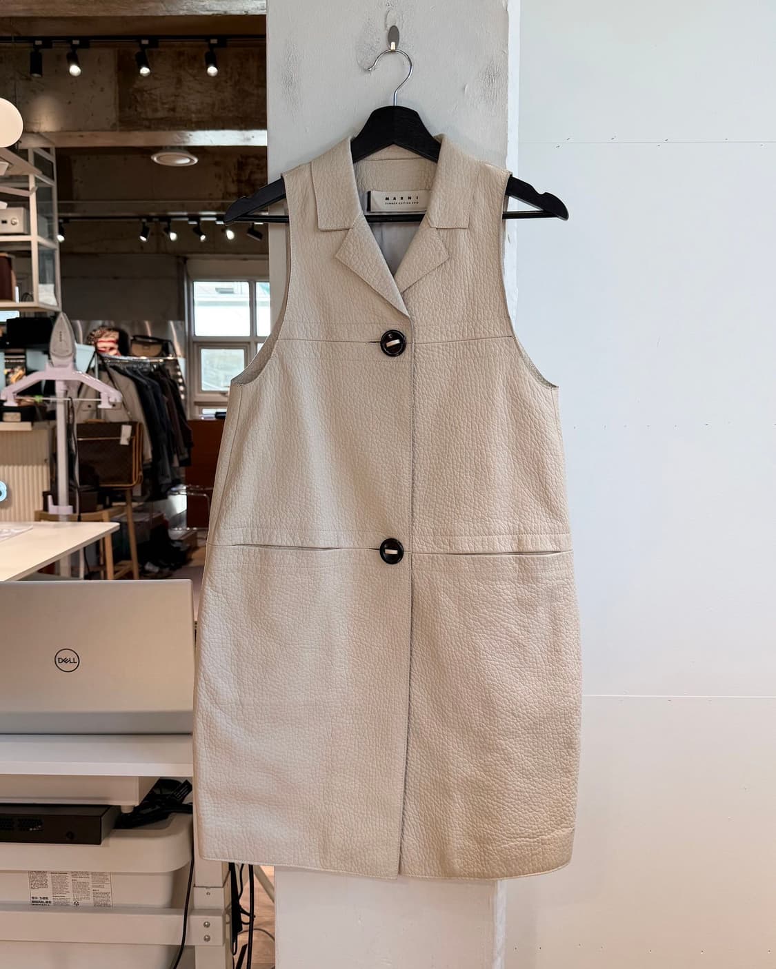 마르니 베이지 쉽스킨 슬리브리스 자켓 상품이미지2