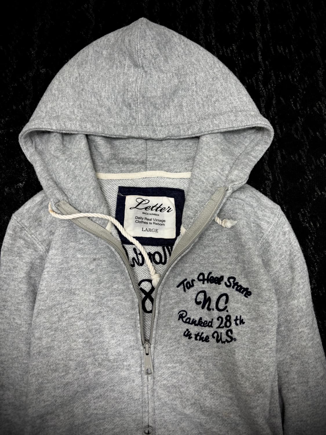 “Vintage”Y2K Print Grey 2-way Hoodie Zip 상품이미지4