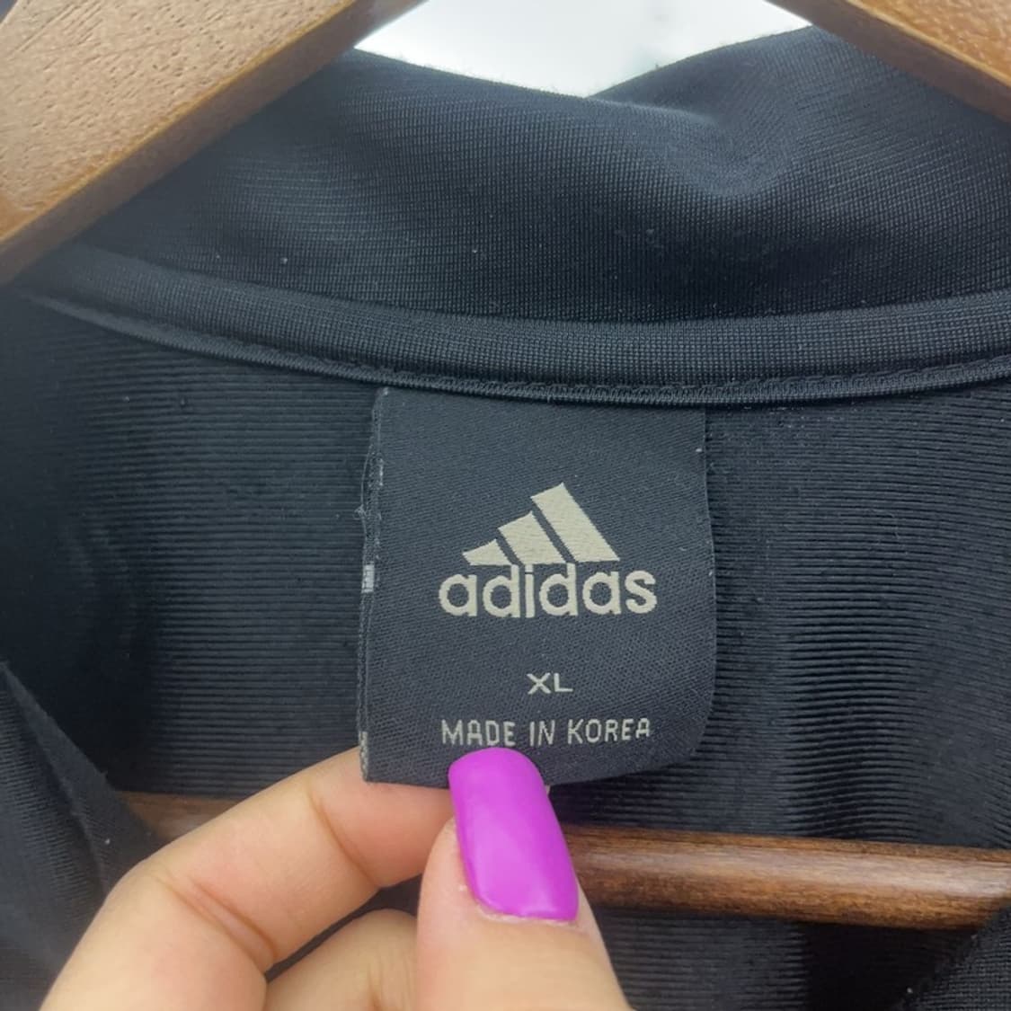 아디다스 빈티지 오리지널 검흰 삼선 져지 집업 XL C07264 상품이미지5