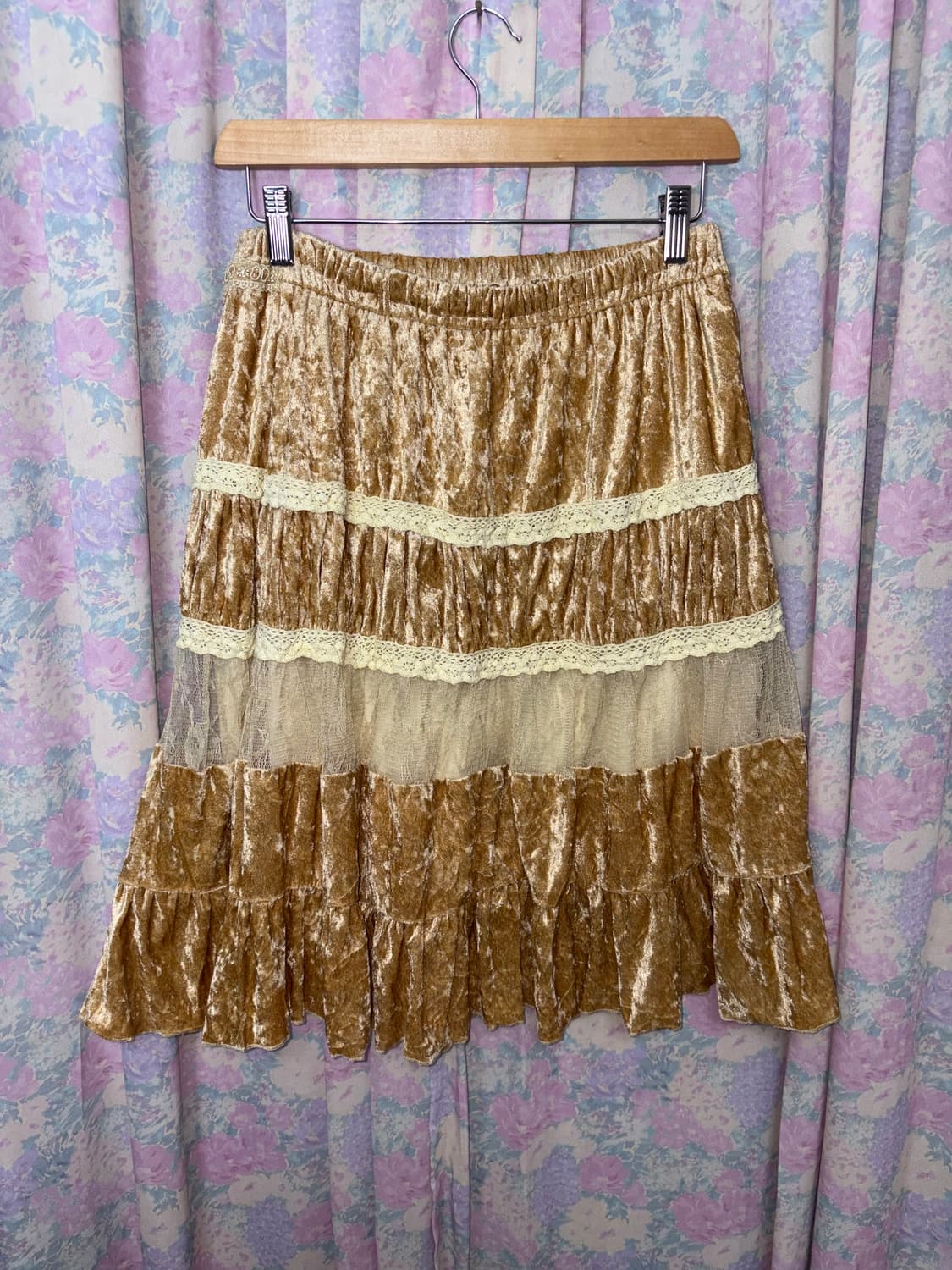 카멜 벨벳 레이스 스커트 상품이미지9