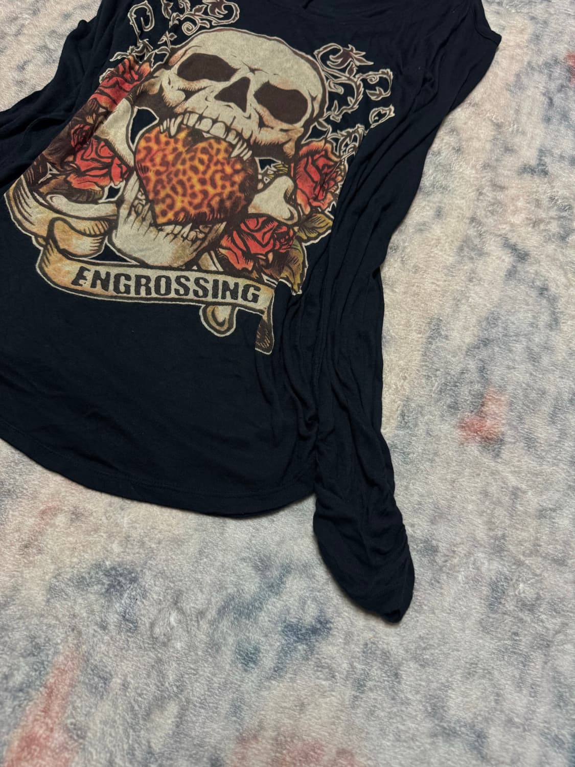 Dig deep off shoulder skull rayon cut se 상품이미지6