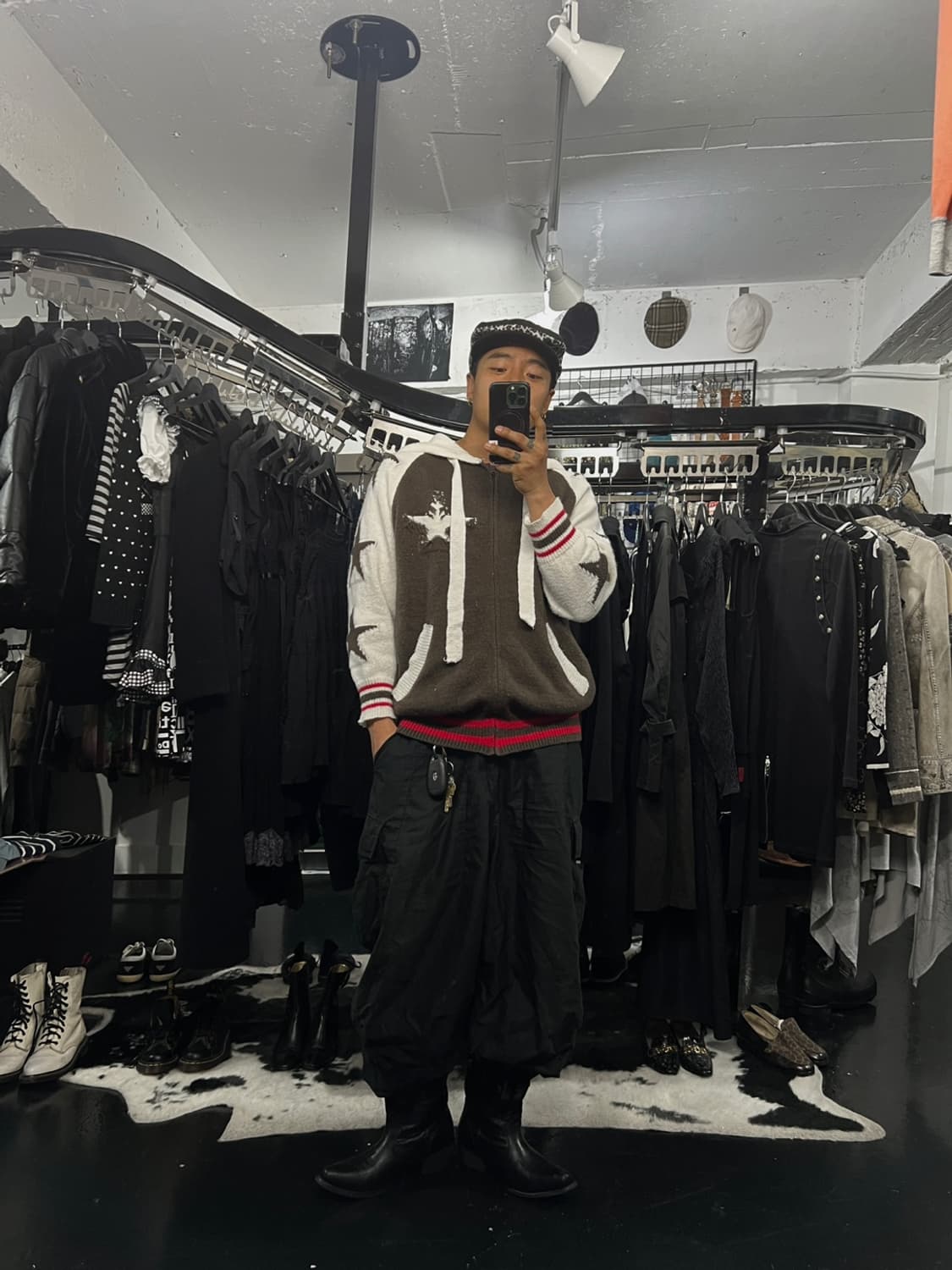 Vintage Star Point Knit Hoodie 상품이미지2