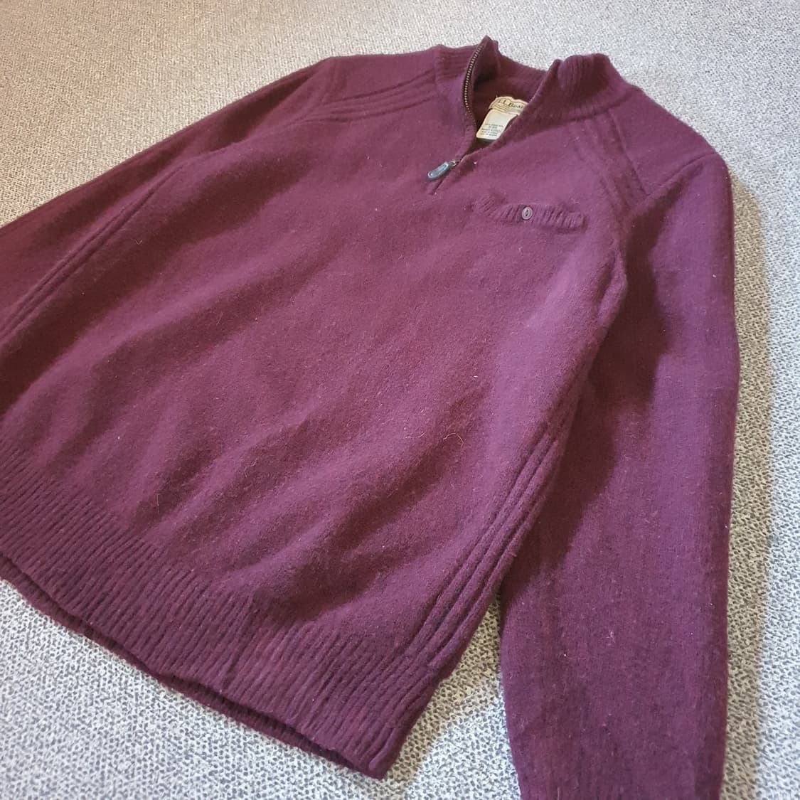 L.L.Bean 버건디 메리노 울 하프 집업 니트 스웨터 no.37 상품이미지2