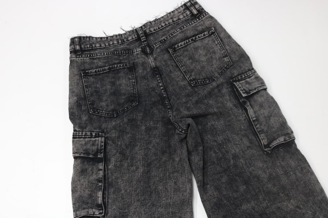 빈티지 블랙 워싱 컷오프 멀티 포켓 카고 데님 팬츠 상품이미지6