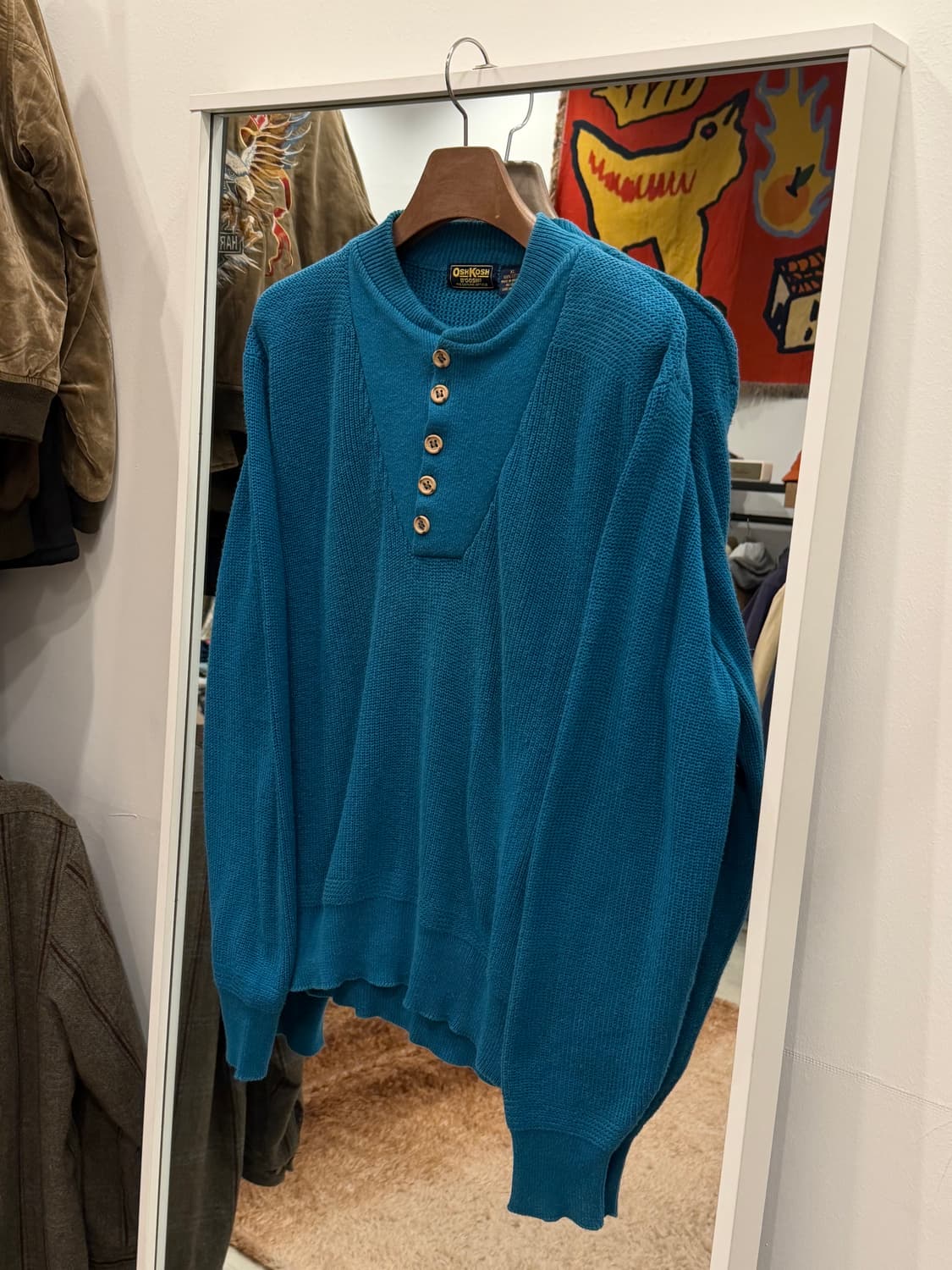 90s Oshkosh 오시코시 5버튼 코만도 헨리넥 니트 스웨터 상품이미지1