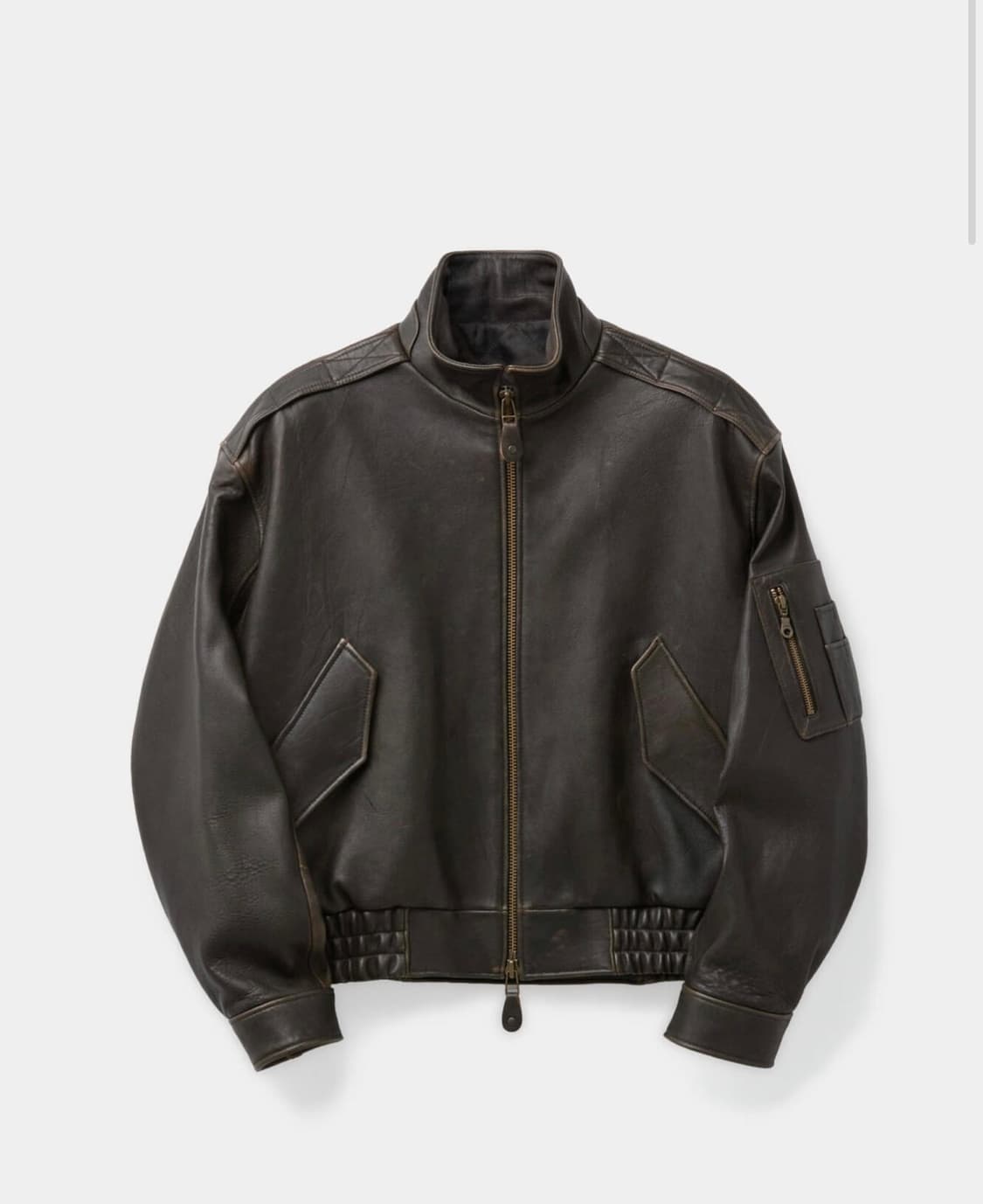 빈티지 쉘터 넥 카라 레더 점퍼 (다크브라운) 상품이미지1