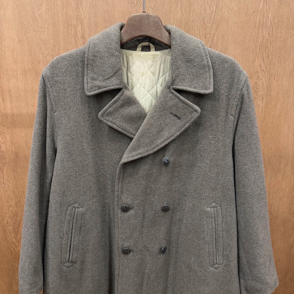 45RPM 울 블렌드 피코트 누빔 안감 웰트 포켓 버튼 디테일 브라운 상품이미지4