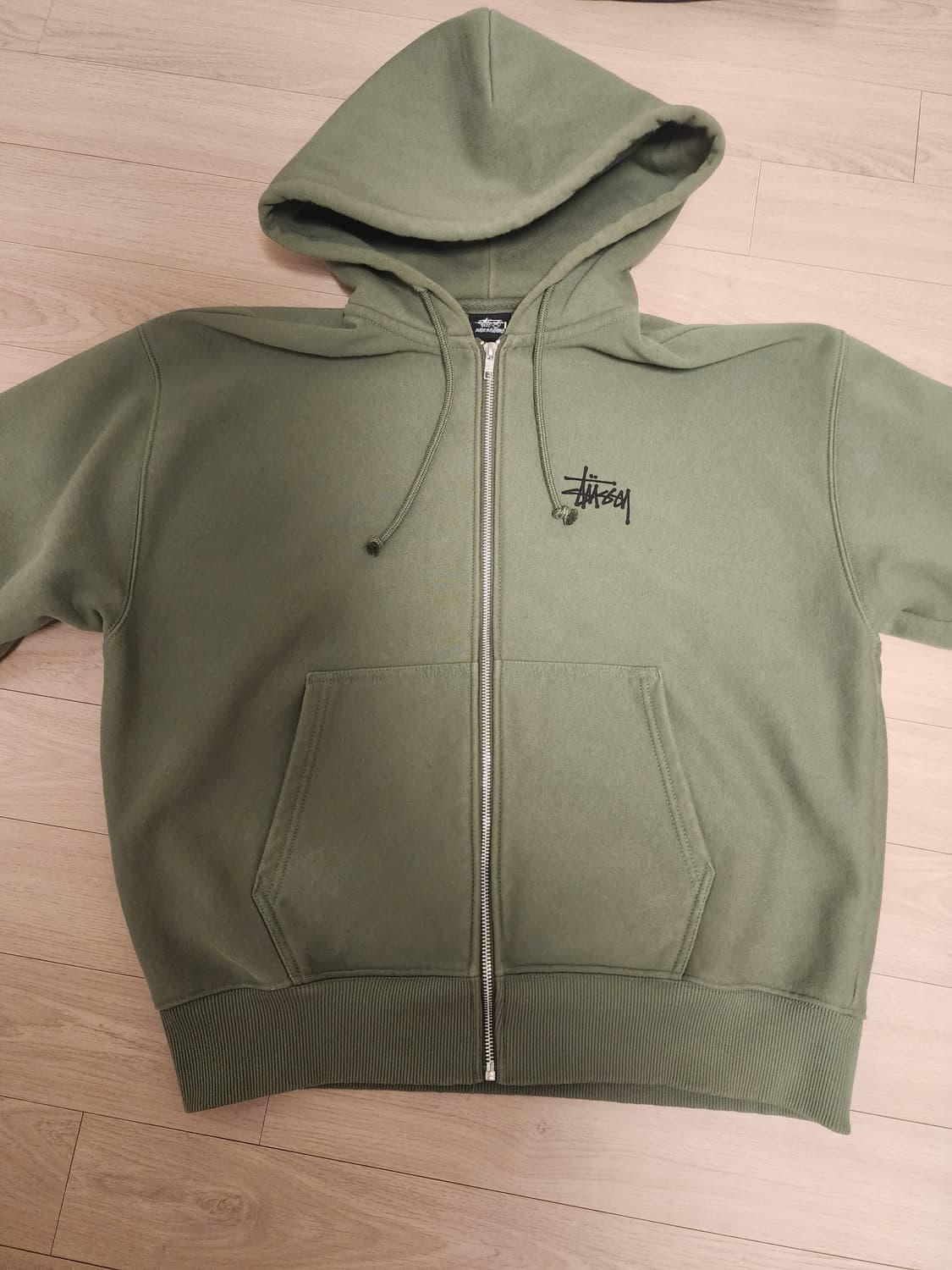 스투시 후드집업 카키 M 상품이미지3