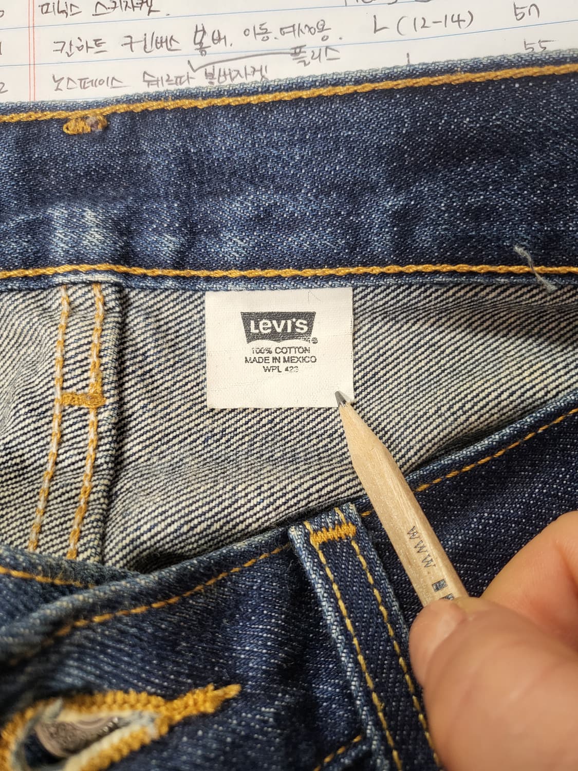 리바이스 501 중청워싱 데님팬츠 상품이미지3