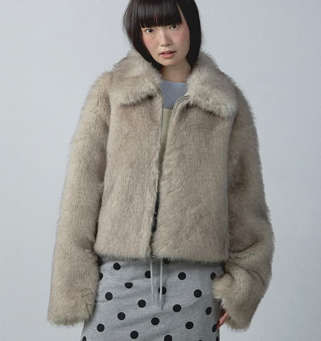 유희 퍼 자켓 베이지 상품이미지1