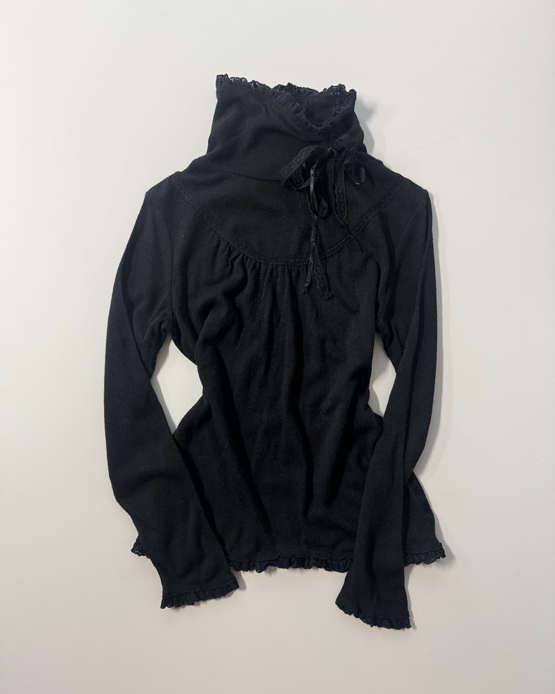 셔링 레이스 타이 폴라넥 티 상품이미지2