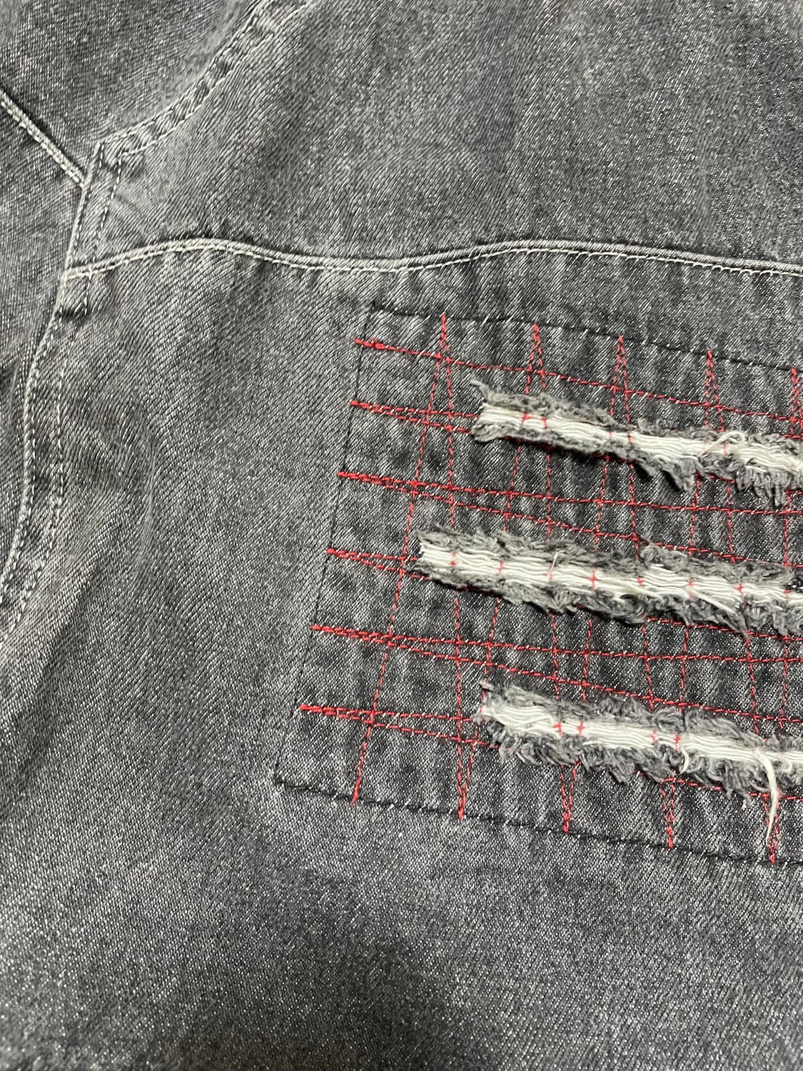     빈티지 워싱 패치워크 데님 롱스커트 상품이미지2