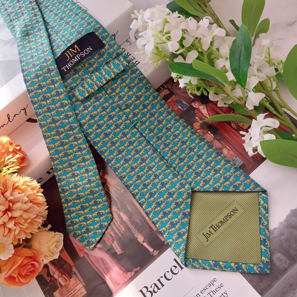 짐톰슨 실크 그린 코끼리 자카드 넥타이 9.5cm A+등급 K1440
 상품이미지5