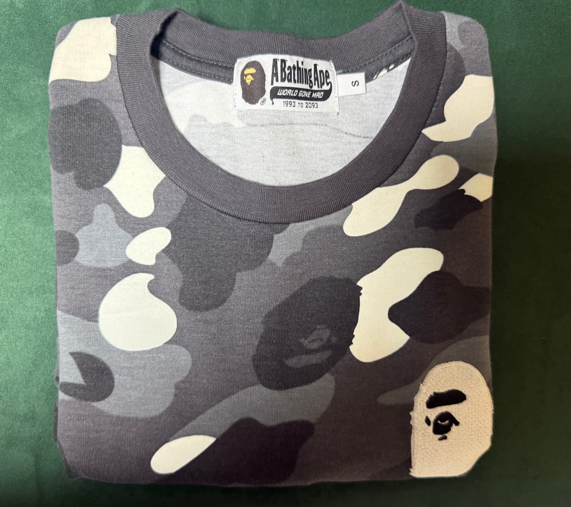 베이프 카모 라지 에이프 헤드 티셔츠 블랙 S 상품이미지5