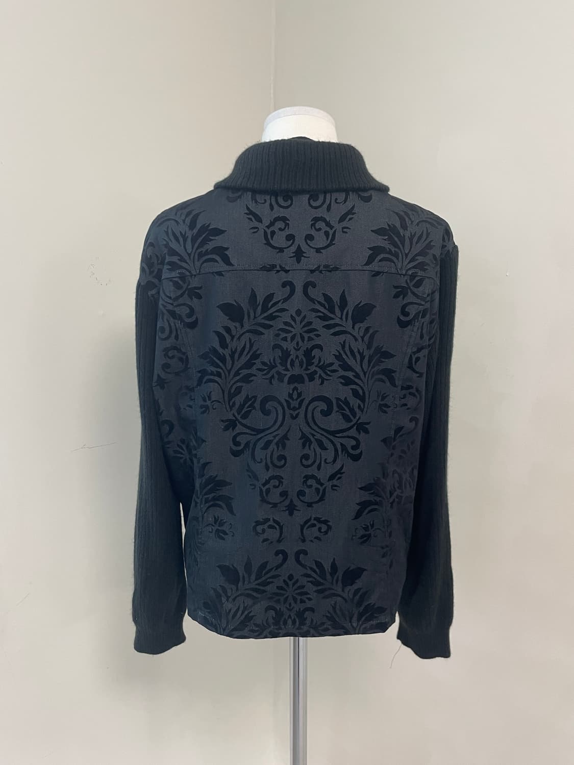 빈티지 오너먼트 패턴 니트 슬리브 집업 자켓 y2k goa  J03948 상품이미지2