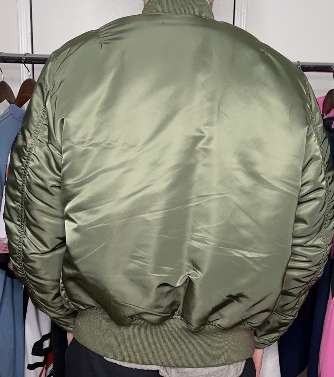 90s 알파인더스트리 MA-1 블러드칫 리버시블 플라이트자켓 세이지 상품이미지4