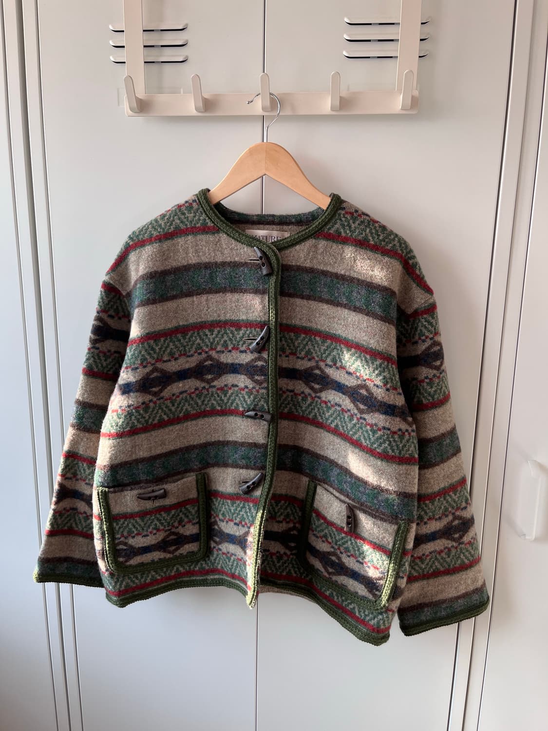 Mature 더플 단추 패턴 울자켓 상품이미지3