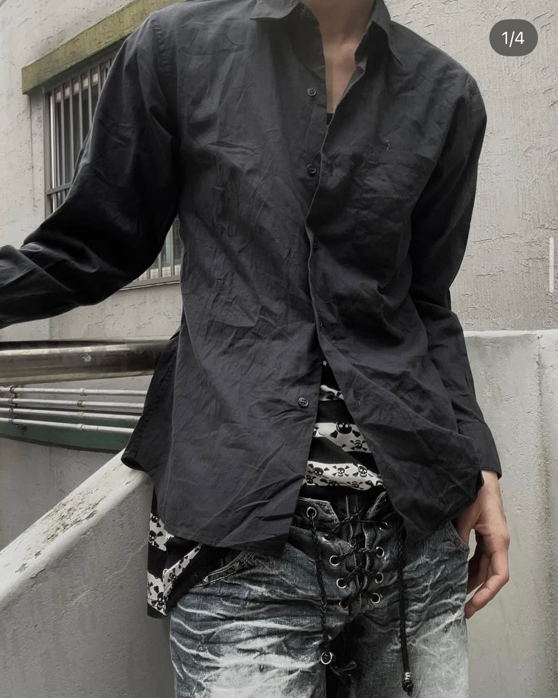 *rare* 2000s agnes b. 고딕 블랙 셔츠  상품이미지1