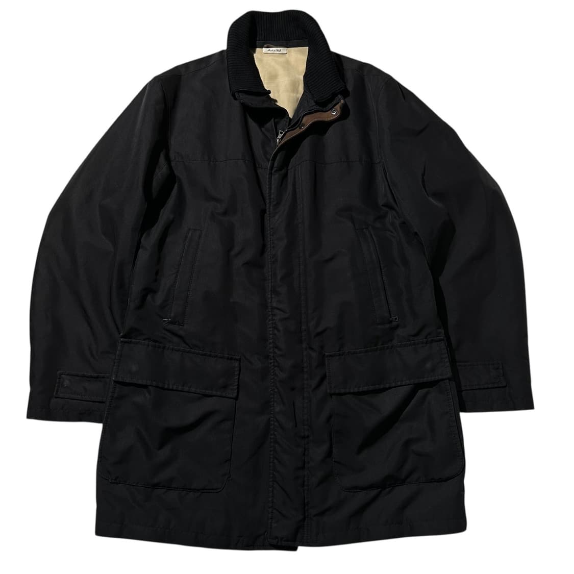 란스미어 레더 트림 싱글 집업 자켓 블랙 상품이미지2