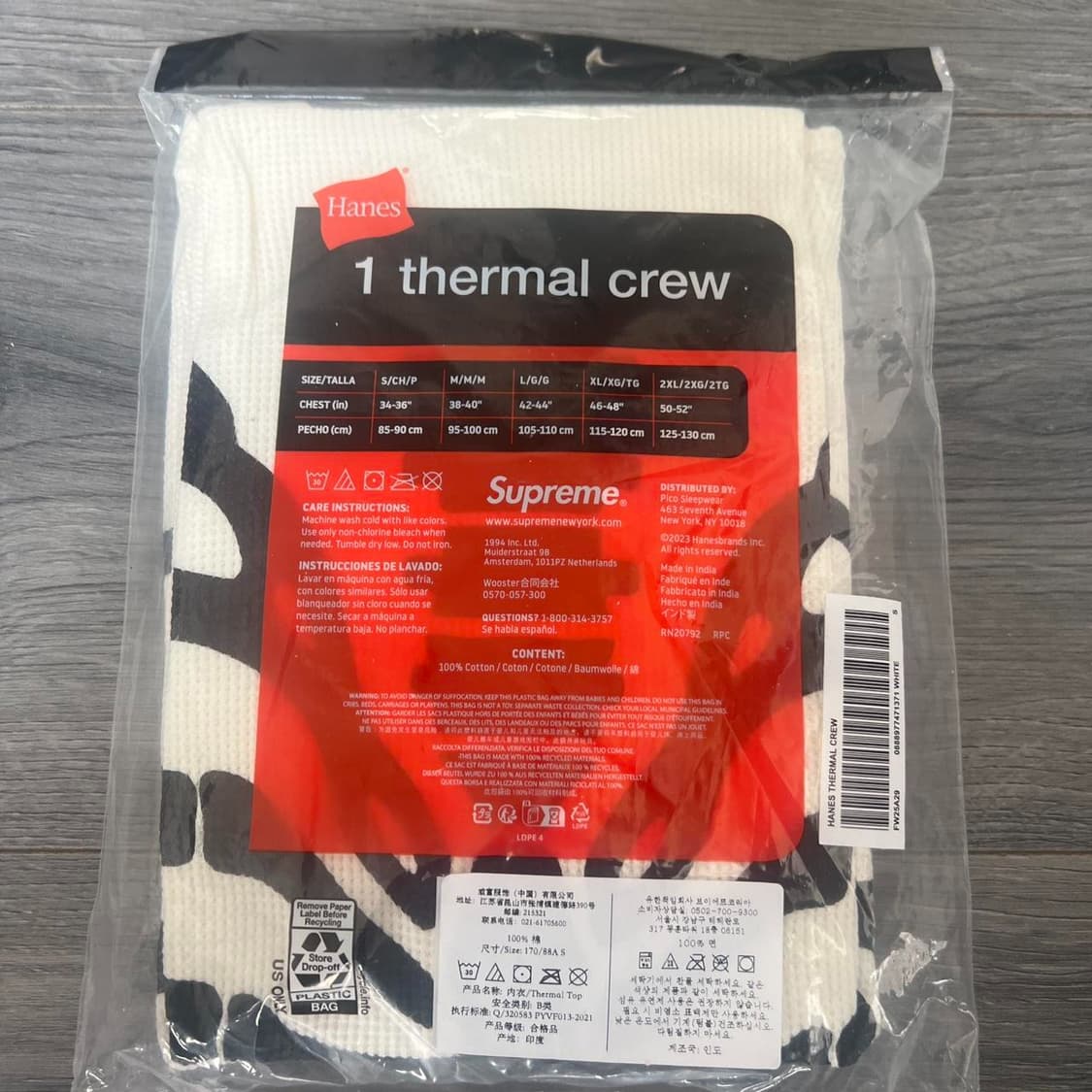 슈프림 헤인즈 본즈 써멀 크루 내츄럴 새상품 상품이미지2