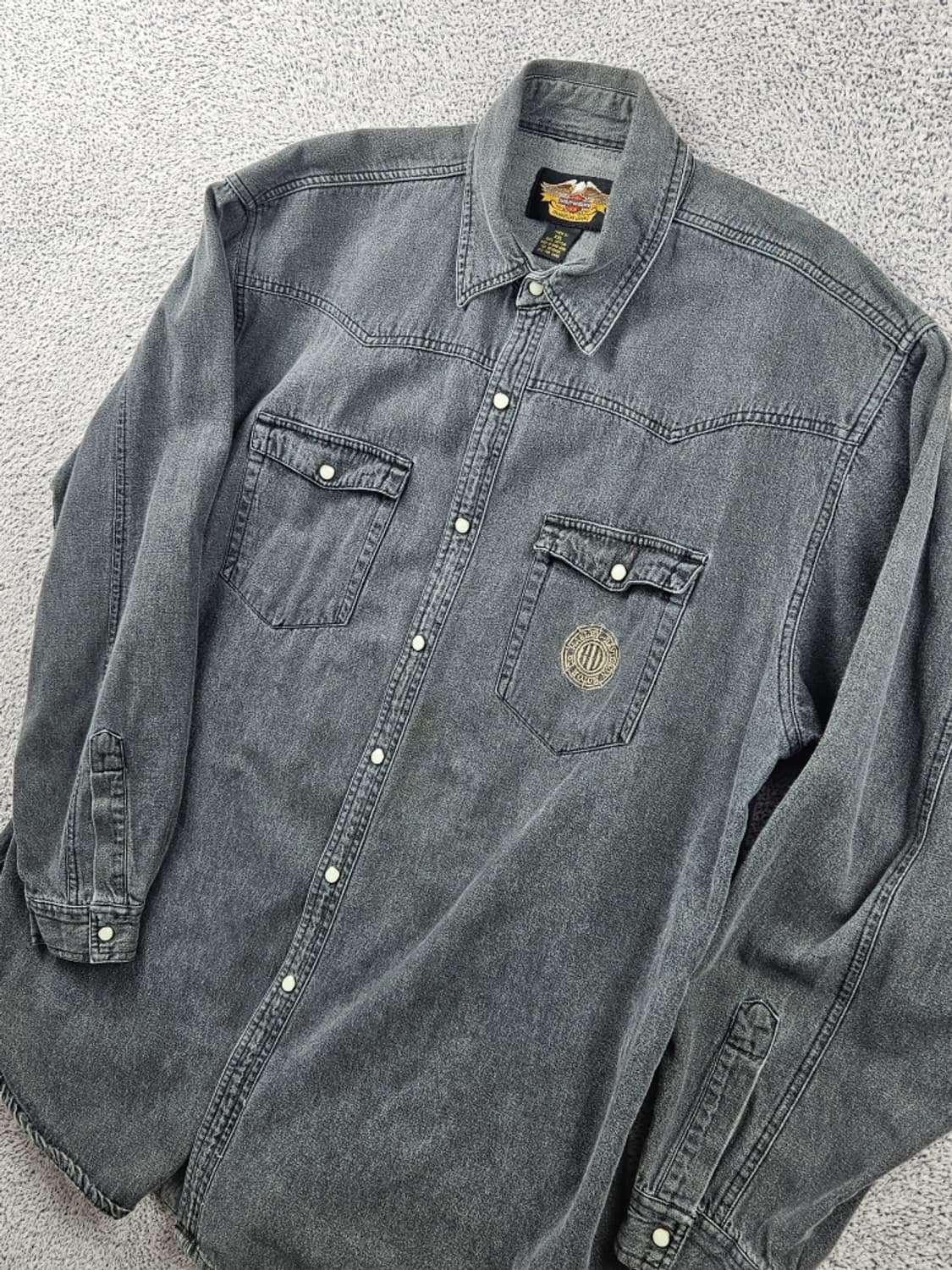 할리데이비슨 포켓 블랙 데님 바이커 셔츠 ( 2XL ) / 9374 상품이미지10