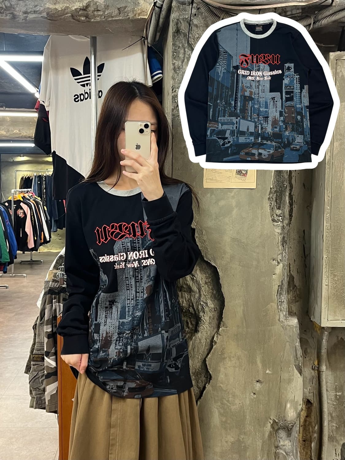 후부 프린팅 긴팔티 블랙 L #csz932 상품이미지1