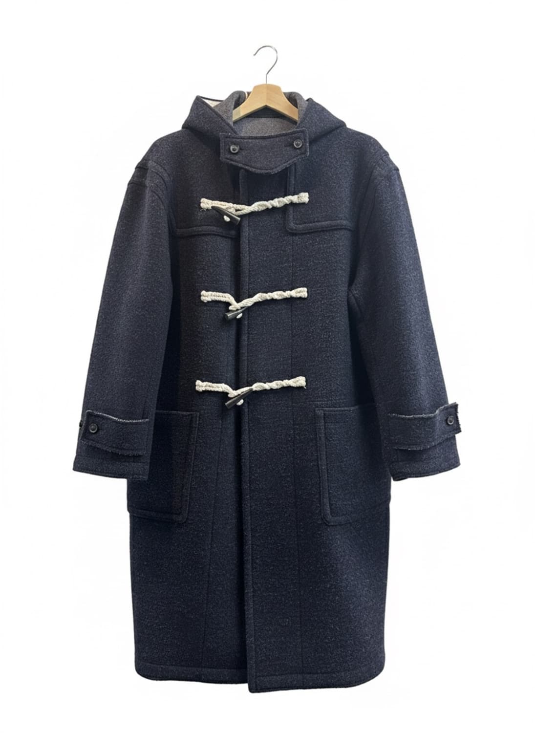 쿠어 오버사이즈 알파카 블렌드 더플 코트 (M, 다크네이비멜란지/민트급) 상품이미지1