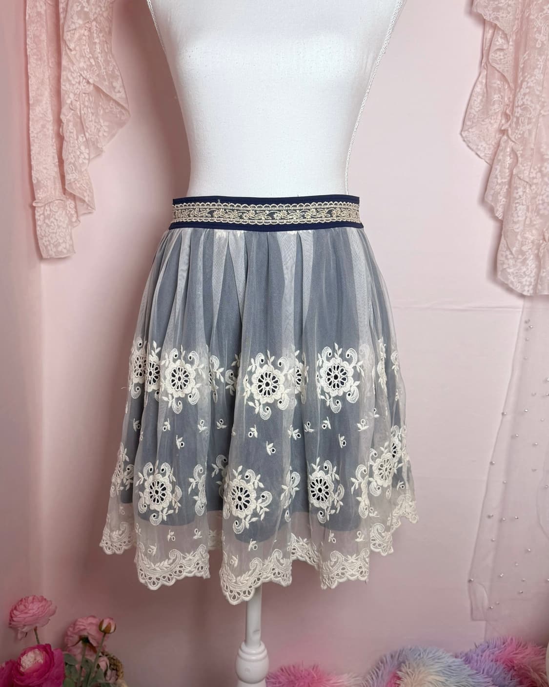 Skirt💙리즈리사 네이비 왕리본 느좋 치마 상품이미지2
