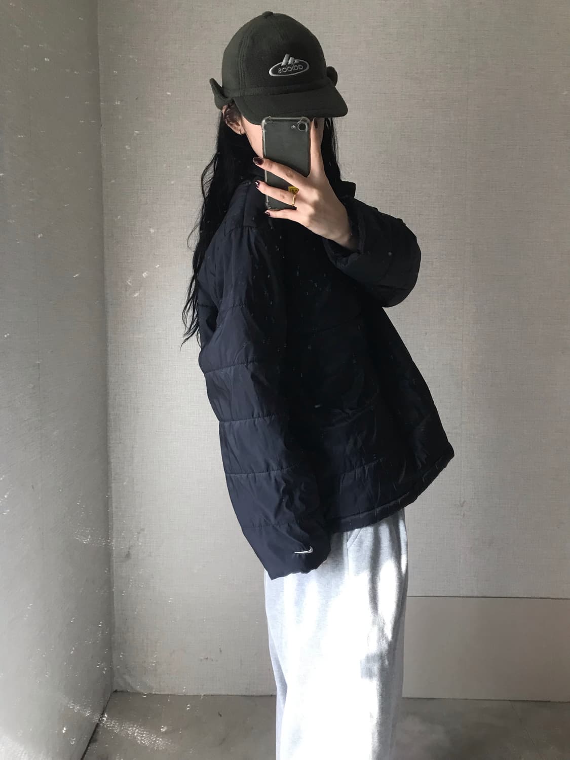 나이키 블랙 버튼 패딩 반집업 상품이미지4
