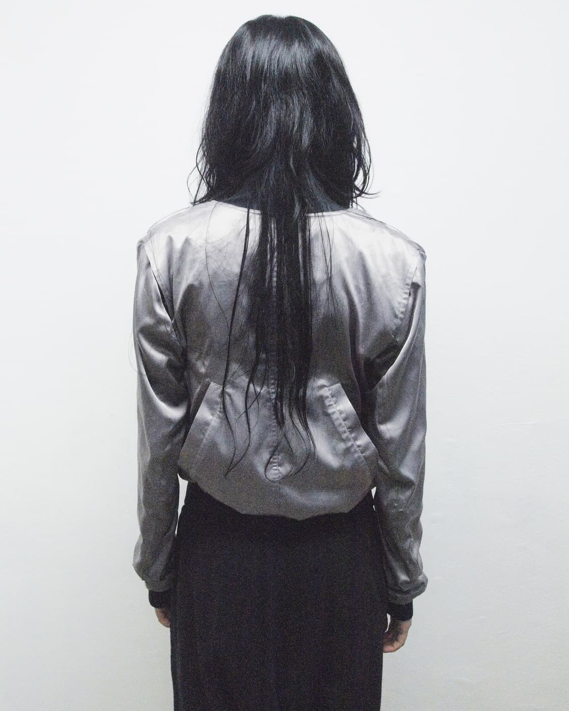 rare* 나누슈카 2005 사틴 백포켓 크롭 봄버 상품이미지5