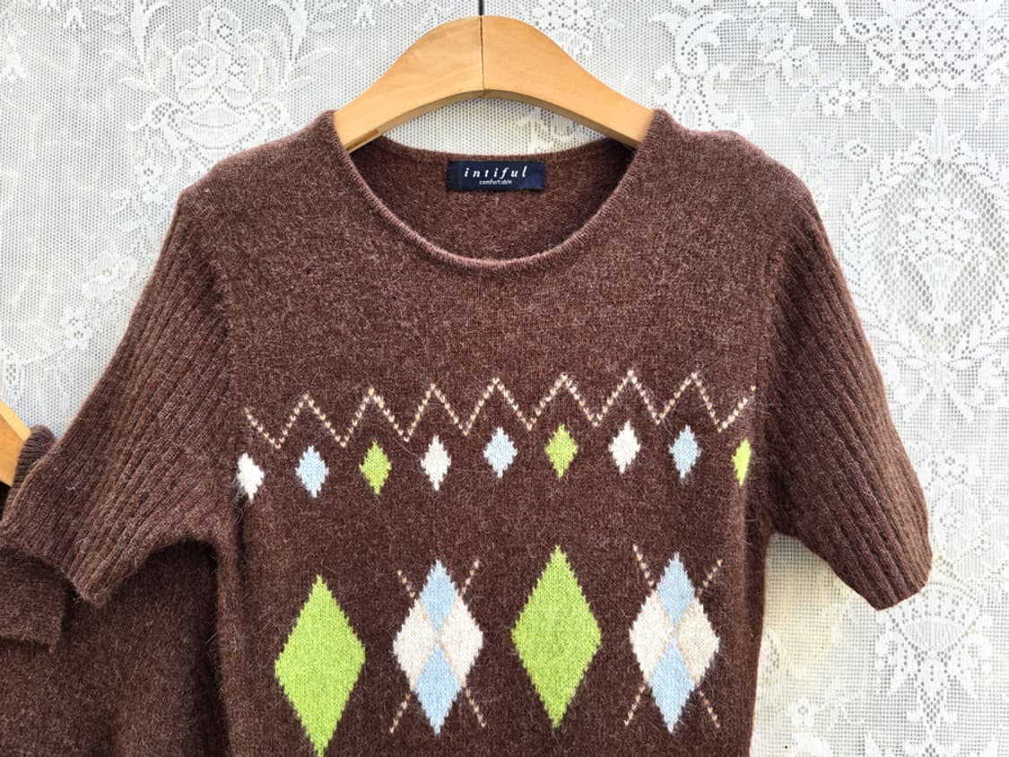 재팬브랜드 아가일 니트 투피스 상품이미지4