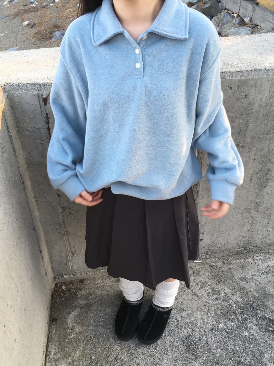 언발란스 랩스커트 차콜 색상 상품이미지2