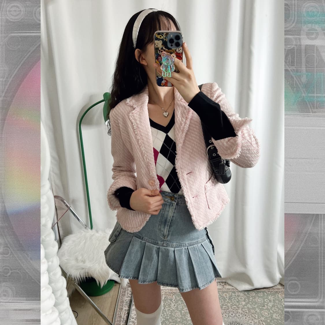 타미 핑크 아가일 니트 상품이미지5