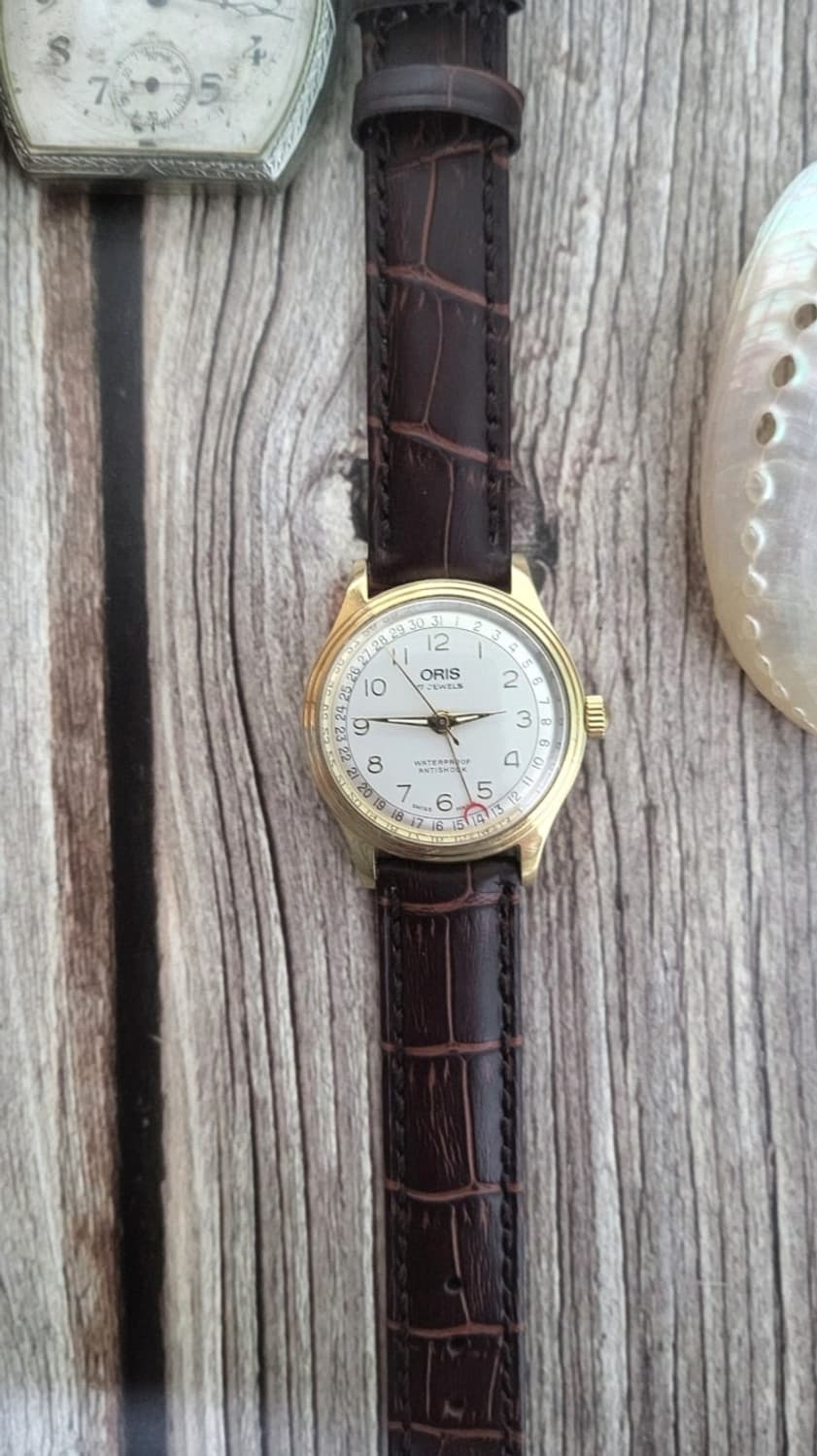 정품 빈티지 오리스 포인터 데이트 빅크라운 수동 시계 상품이미지4