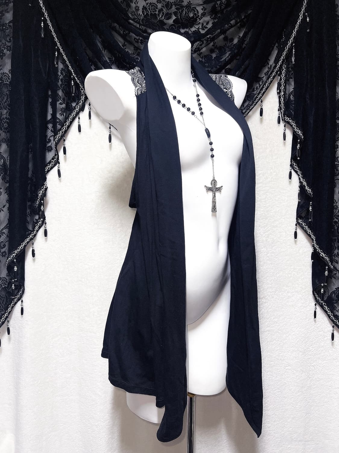 다크페어리 오리엔탈 로맨틱고딕 고스펑크 레이스 로브 핀터 레이어드 베스트 상품이미지3