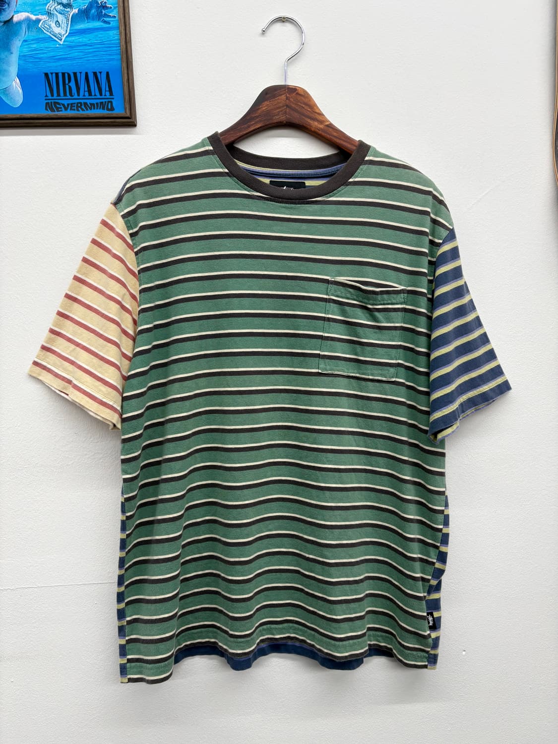 Stussy 스투시 콘트라스트 스트라이프 반팔 티셔츠 상품이미지1