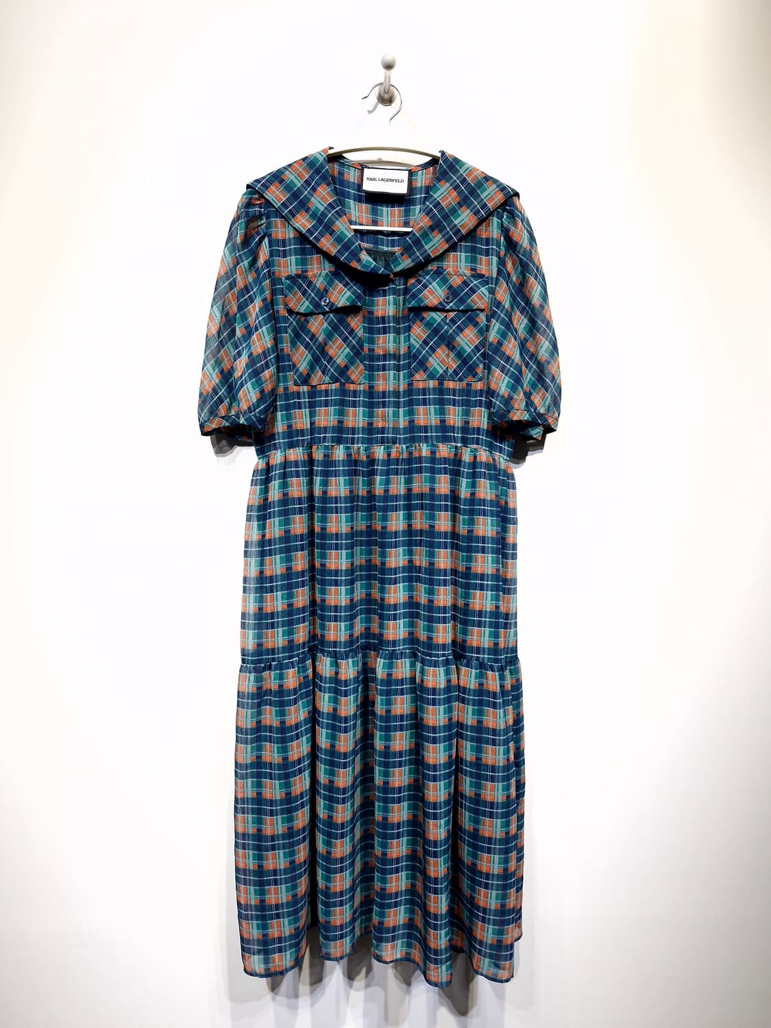 칼라거펠트 세일러카라 체크 롱원피스[55] 상품이미지1