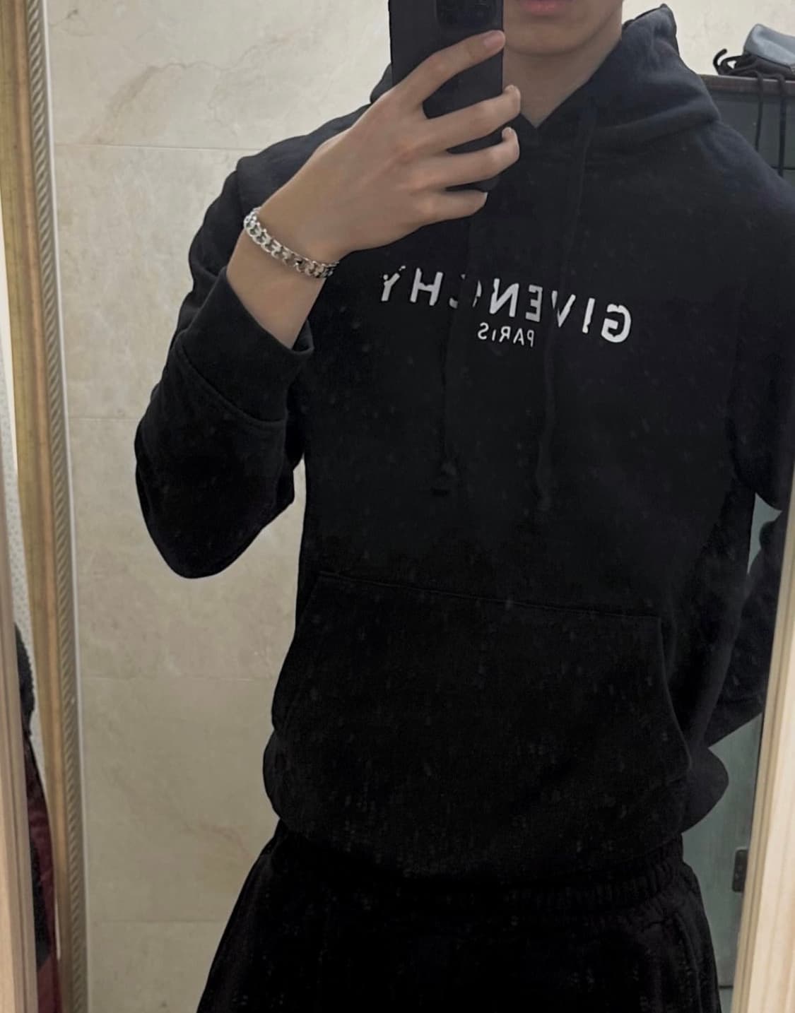 GIVENCY 빈티지 데미지 로고 후드티 m 상품이미지1