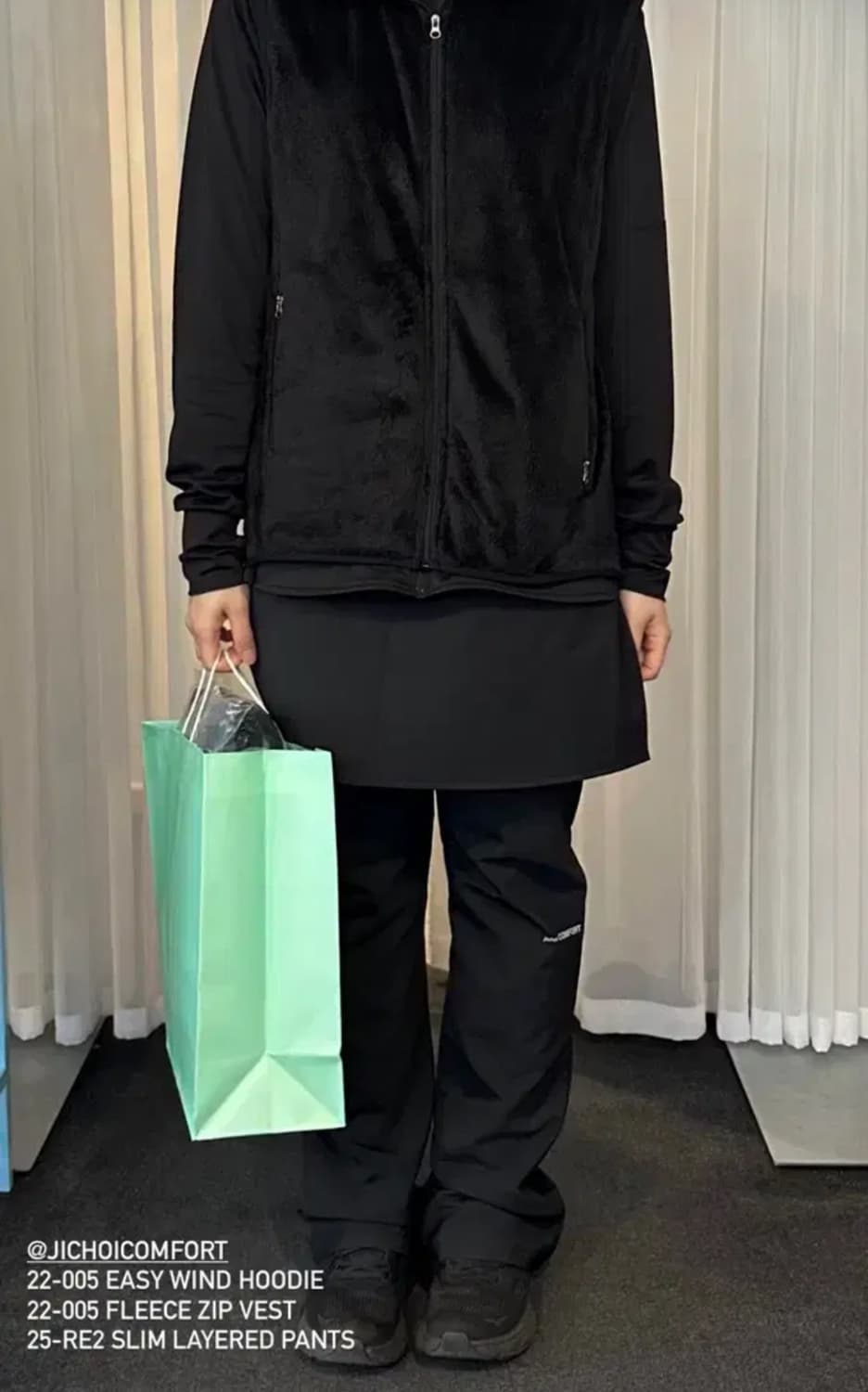 지초이컴포트 25-RE2 슬림 레이어드 팬츠(블랙) 상품이미지2