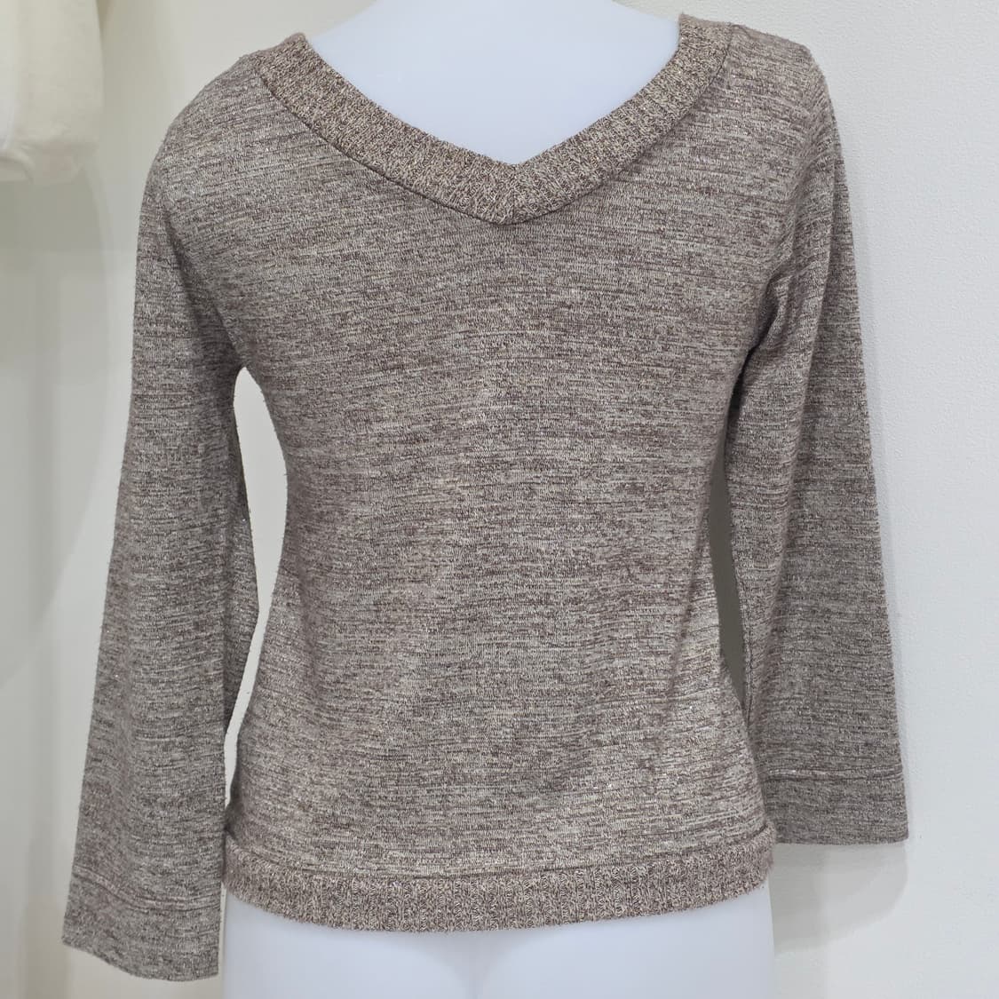 일본빈티지)브라운 모리걸 레이어드 레이스 메탈글리터너드걸 니트롱슬리브 상품이미지4