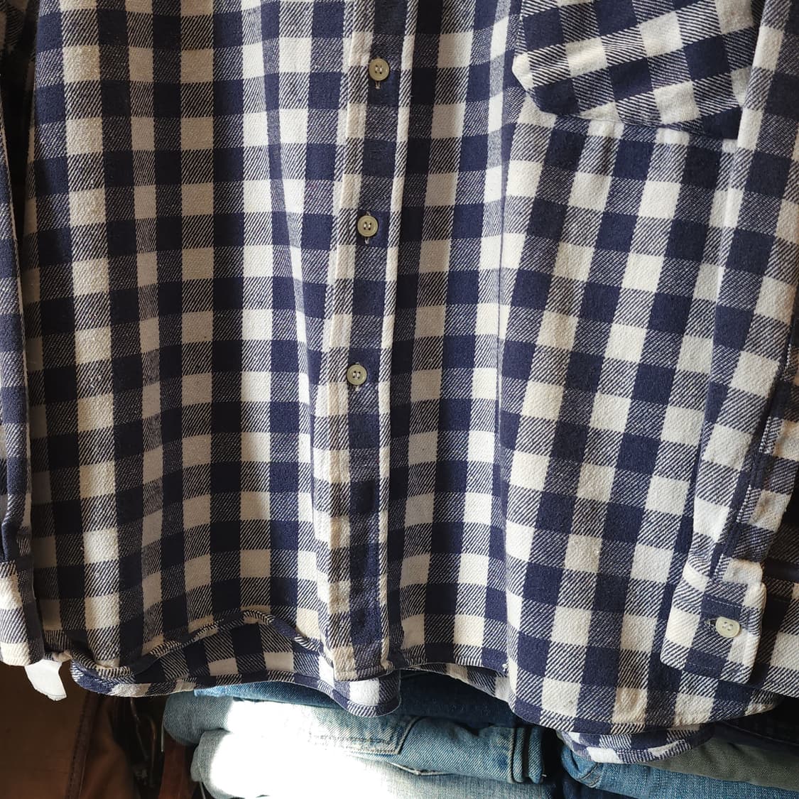 90s 아메리칸 빈티지 체크셔츠 헤비 플란넬 워크셔츠 빅체크 블루 xl 상품이미지7