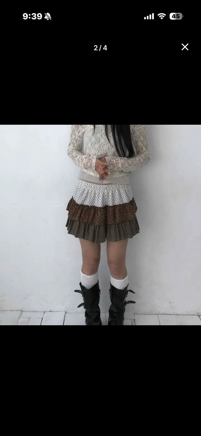 빈티지 체크 도트 플리츠 미니 스커트 치마 상품이미지2