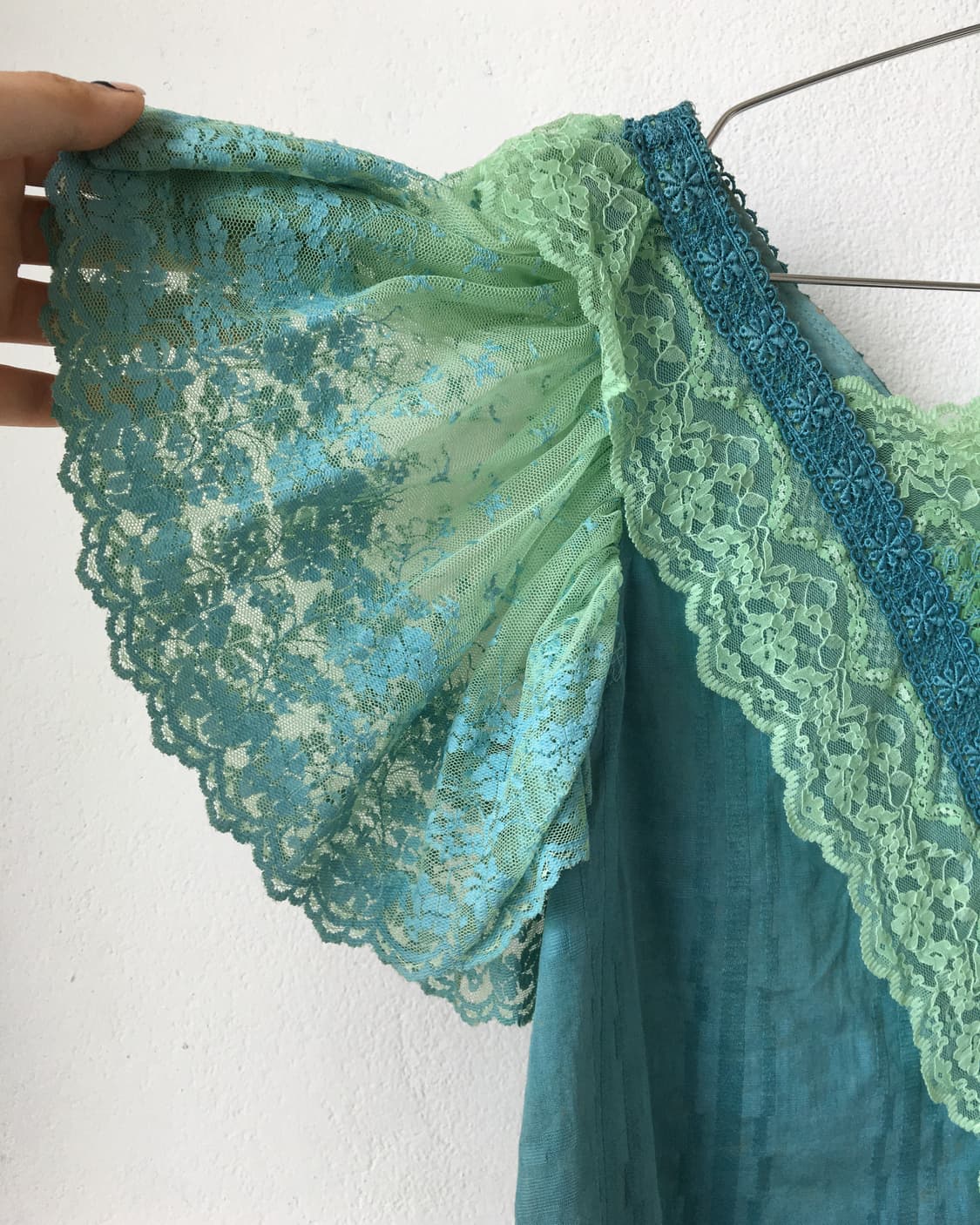 Lace trimming frill puff top 상품이미지3