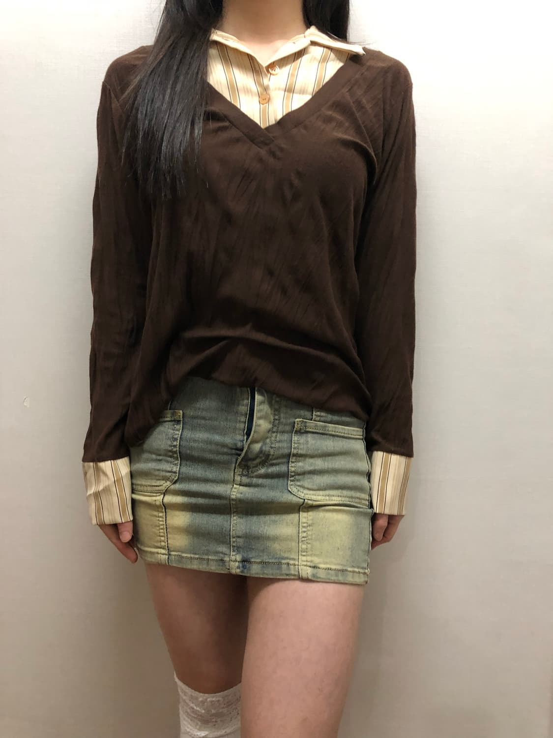 빈티지 데님 워싱 미니 스커트 상품이미지5