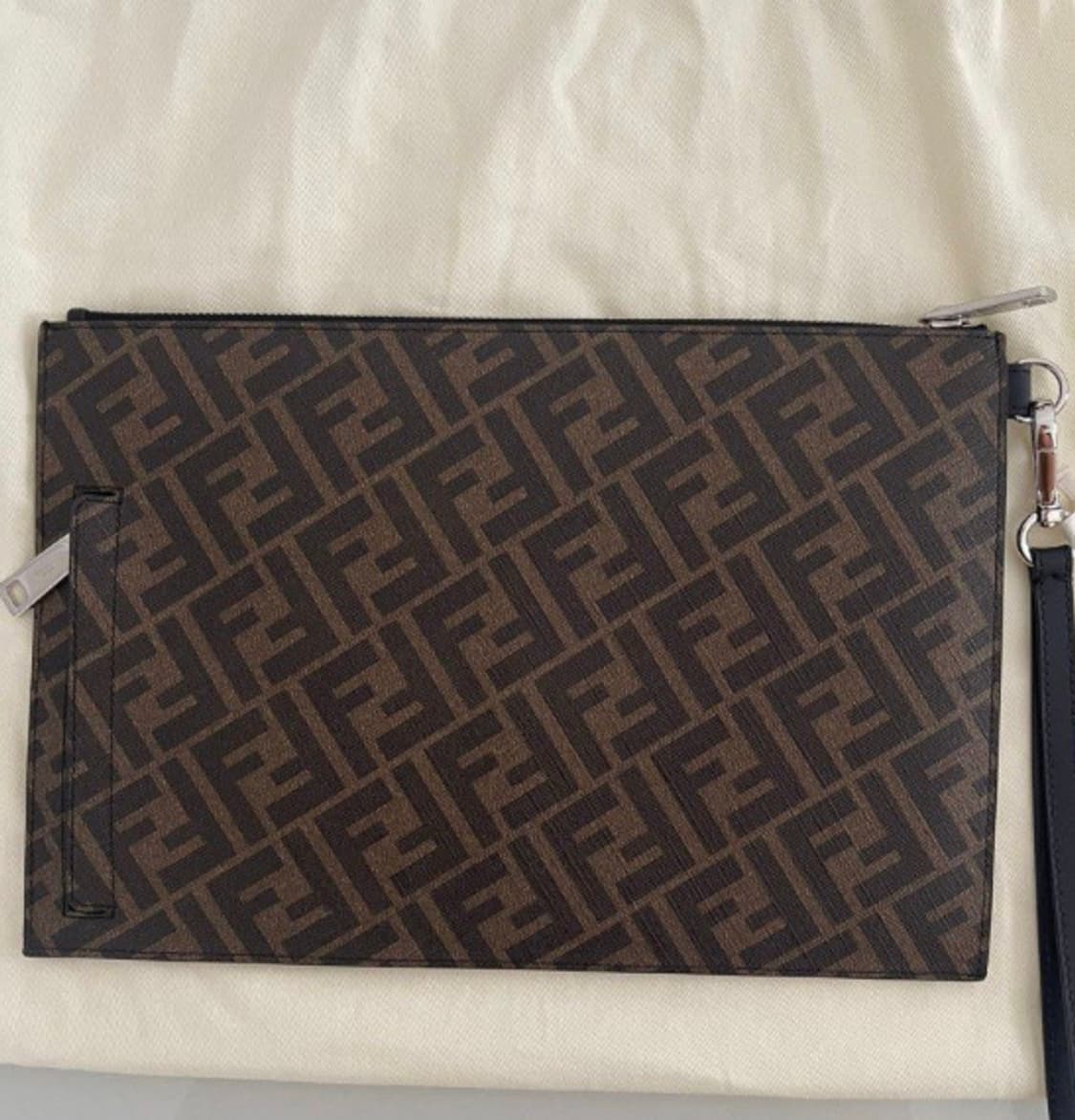 [정품]펜디 F 로고 클러치백 브라운  블랙 레드 투톤 스트라이프 가방 상품이미지2