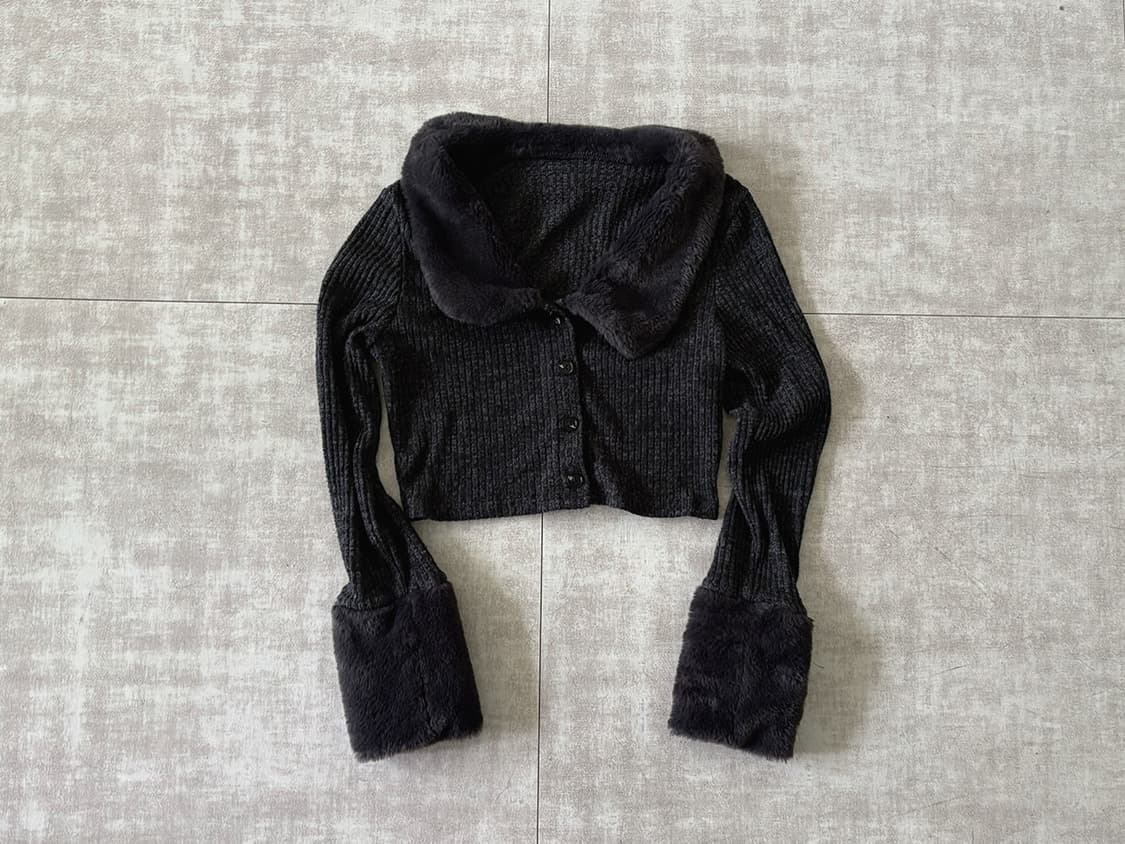 faux fur collar cardigan 상품이미지1