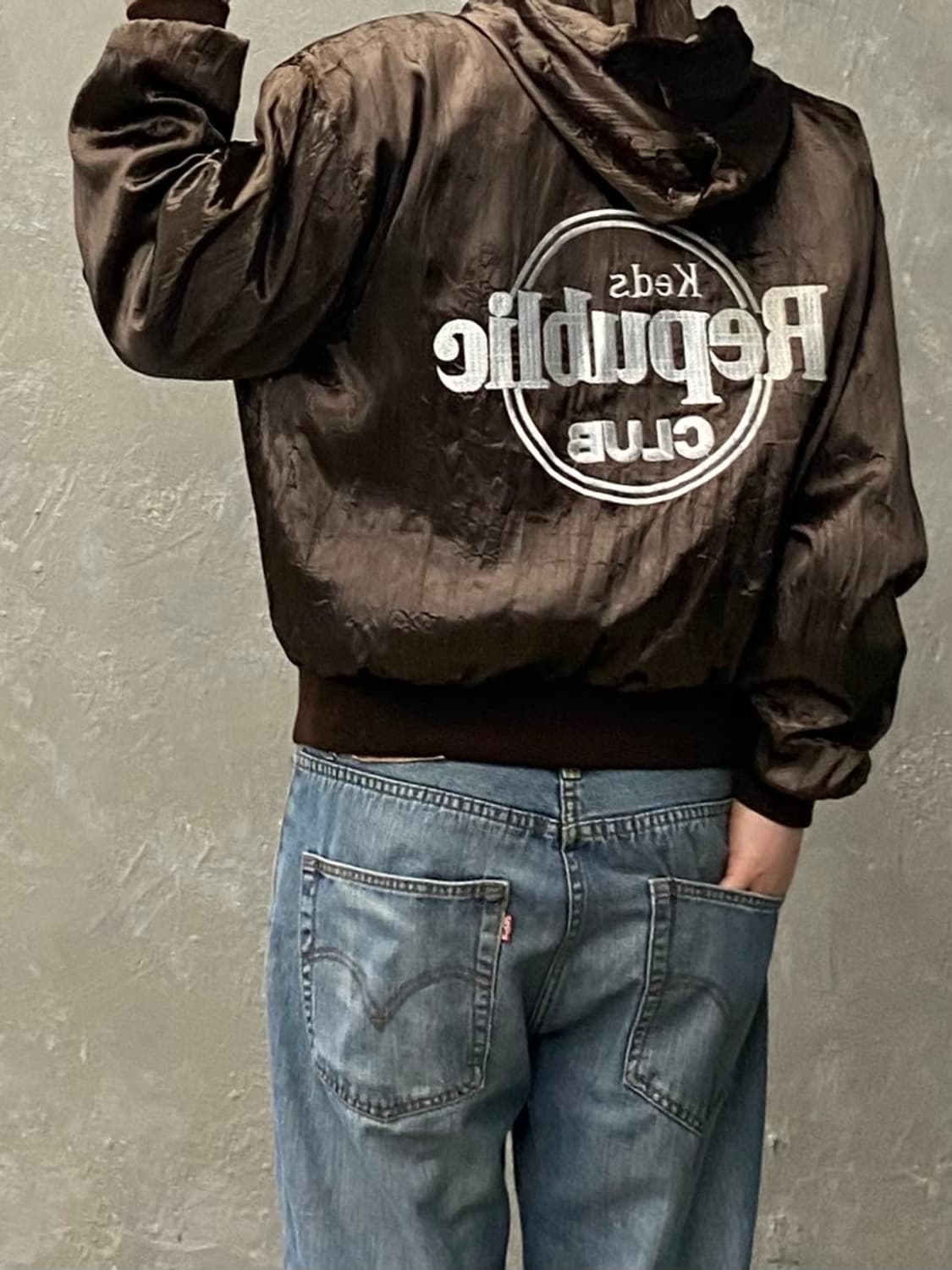 [L-XL] 90s Vintage 빈티지 브라운 나일론 후드 자켓 상품이미지6