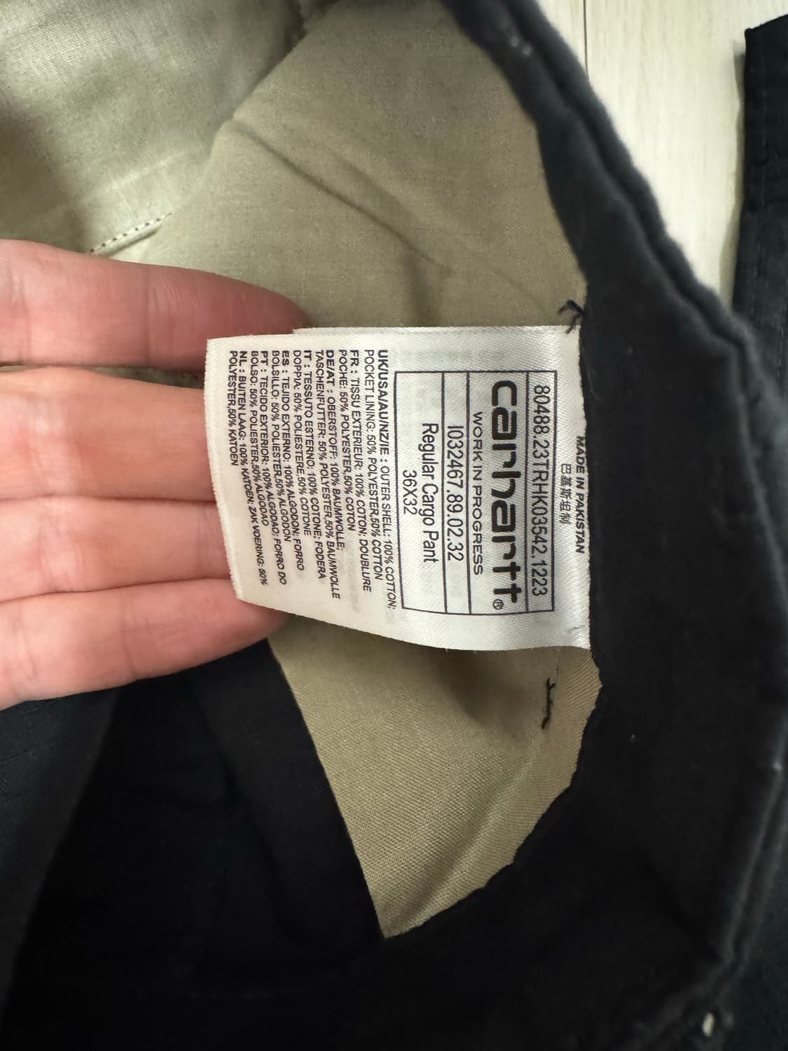 [34] 칼하트WIP 레귤러 카고팬츠 콜롬비아 블랙 상품이미지3