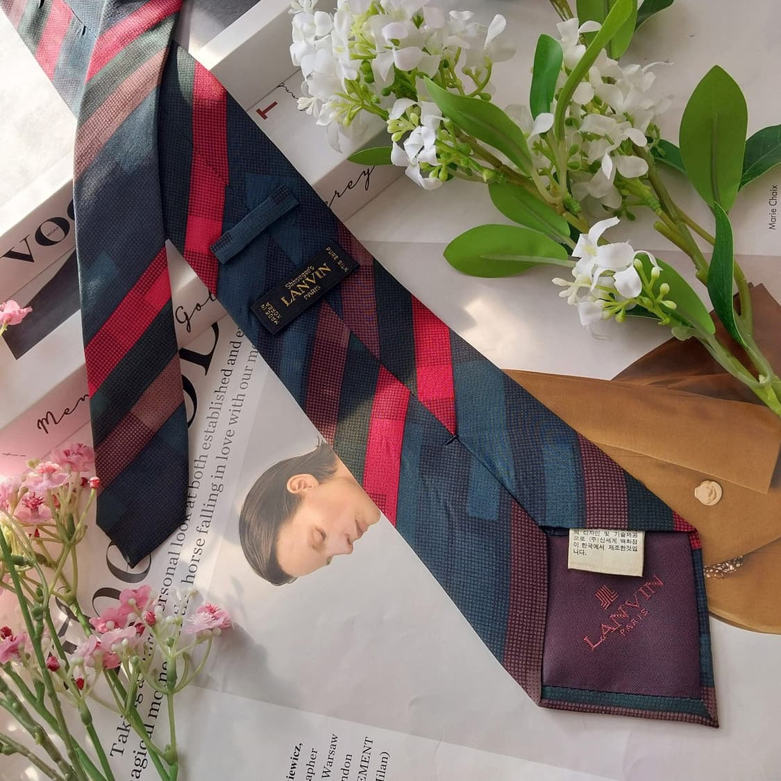 랑방 실크 그린 체크 패턴 넥타이 약 9cm B등급 K1898
 상품이미지3