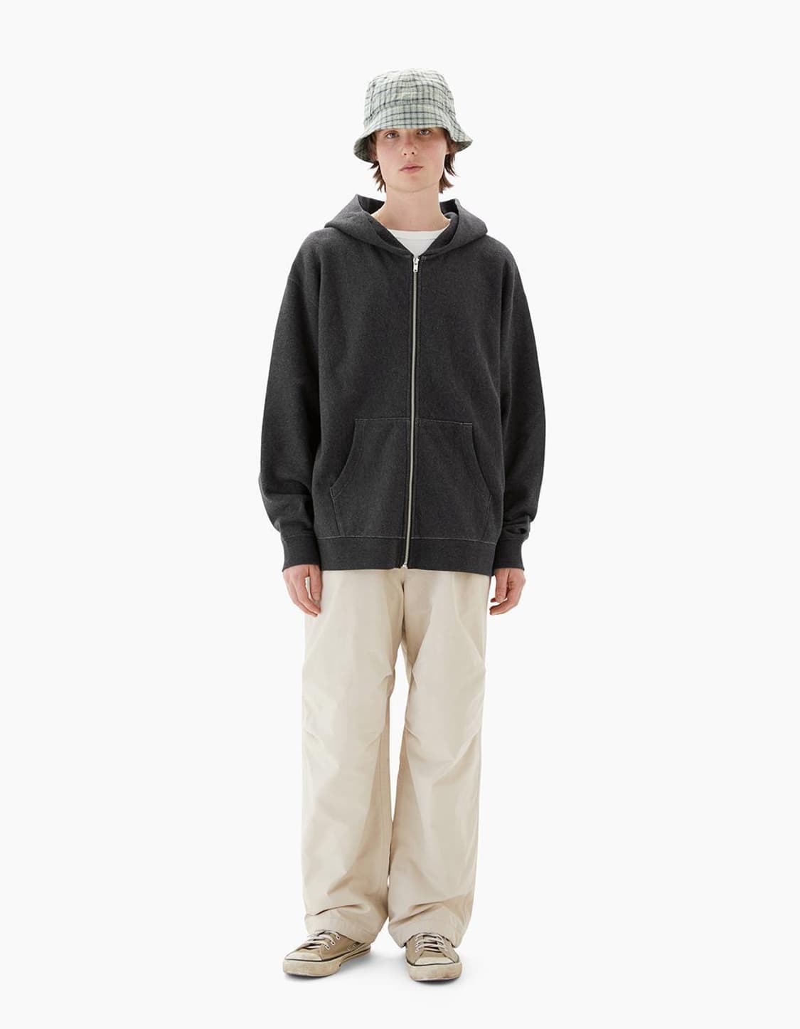 카키스 heather zip hoodie black L 상품이미지3